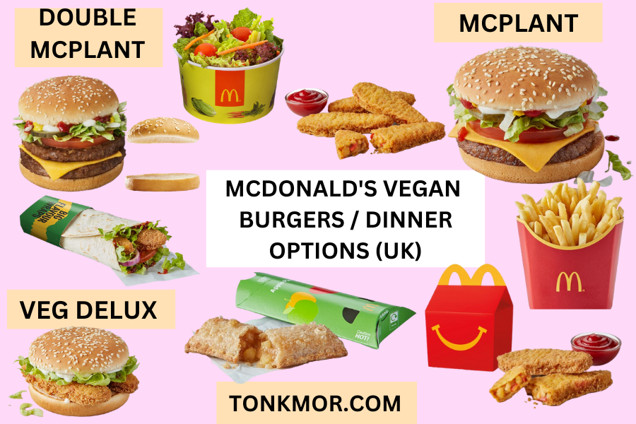 mcdonald's vegan burgers , vegan mcondald's dinner options uk